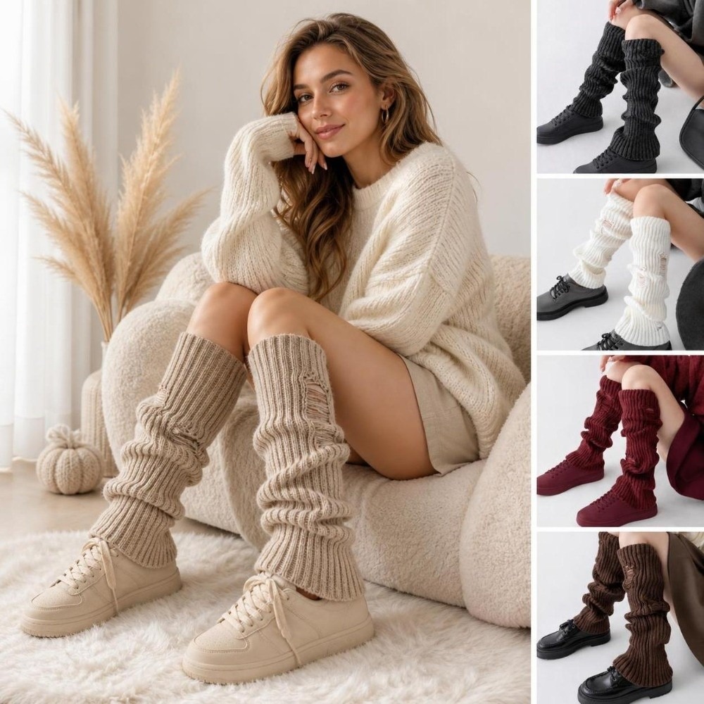 Warm Knit Leg Warmers Stretch  - Boot Sock Slouchy ulasan dan harga