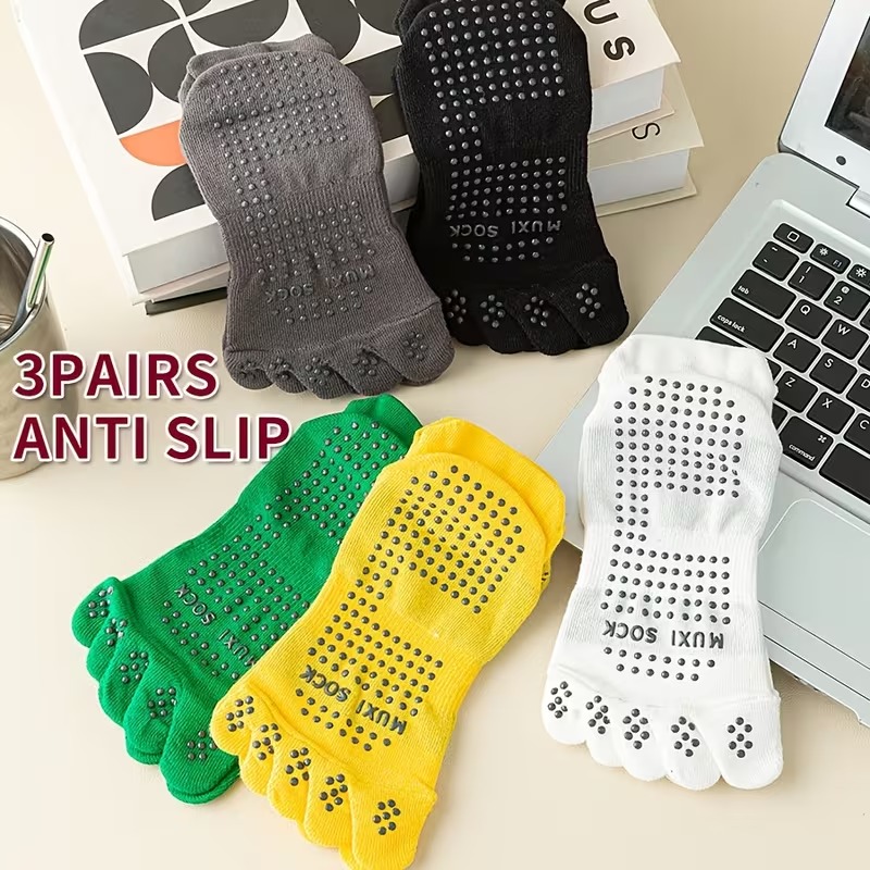 Men's 3-Pair Toe Socks Anti-Sl - Grip Sock Yoga ulasan dan harga