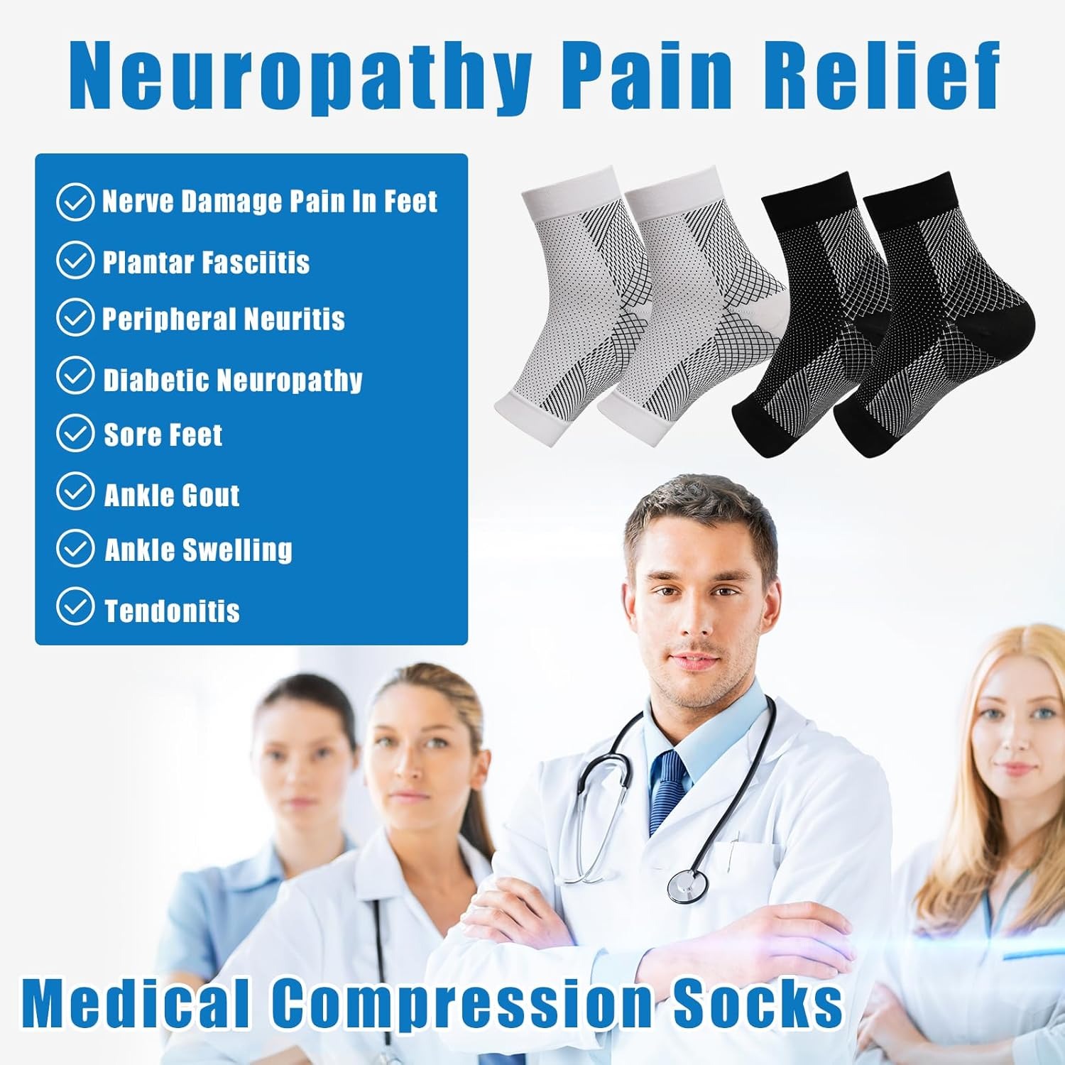 1pair Neuropathy Socks, Ankle  - Ankle Brace Sock ulasan dan harga