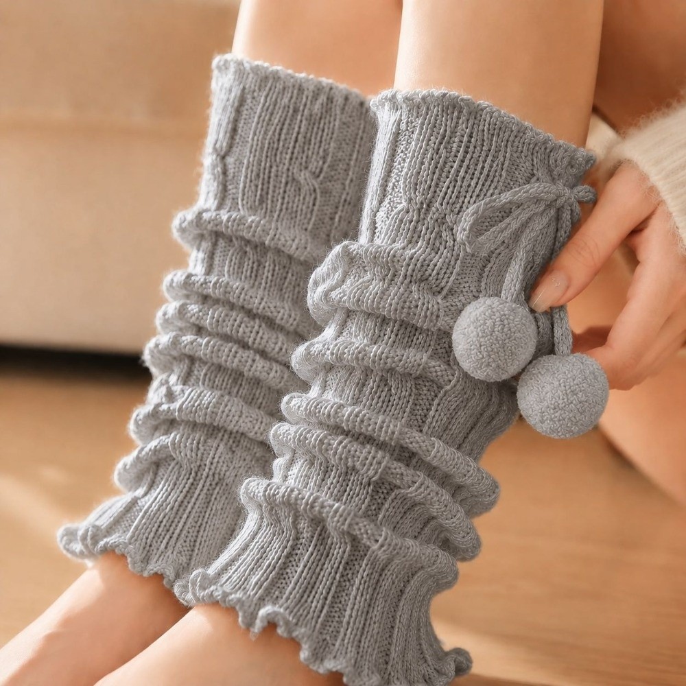 Knitted Knit Leg Warmers Ruffl - Boot Sock Slouchy ulasan dan harga