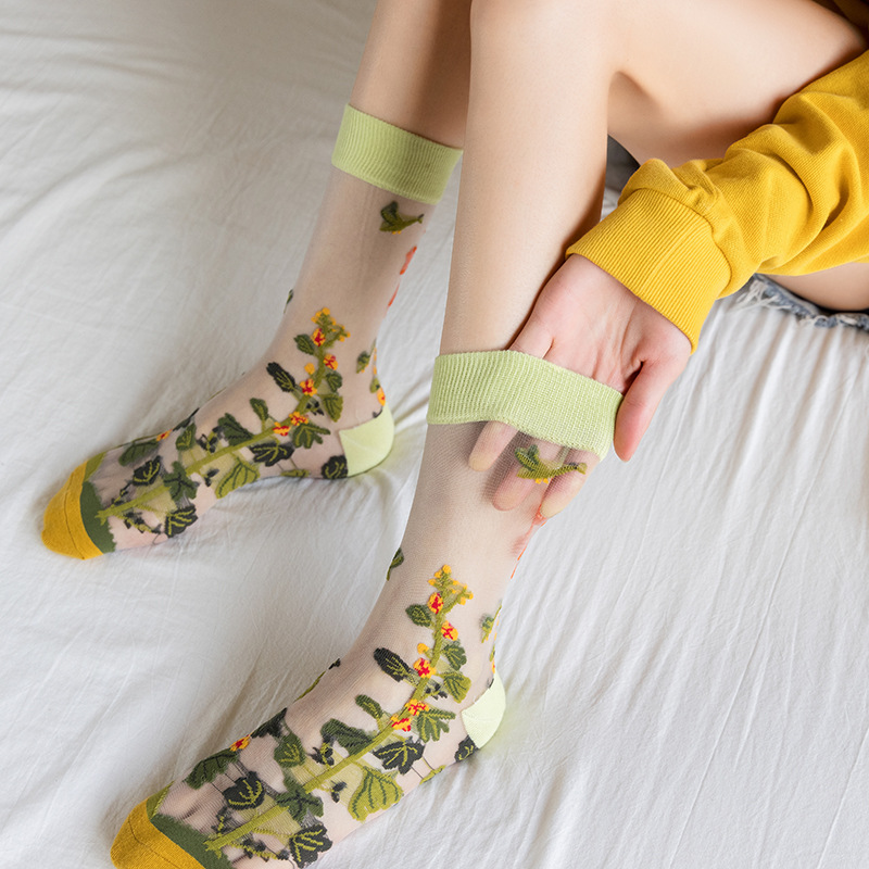 1/4 Pairs Retro Flower Women G - Silk Sock Bamboo ulasan dan harga