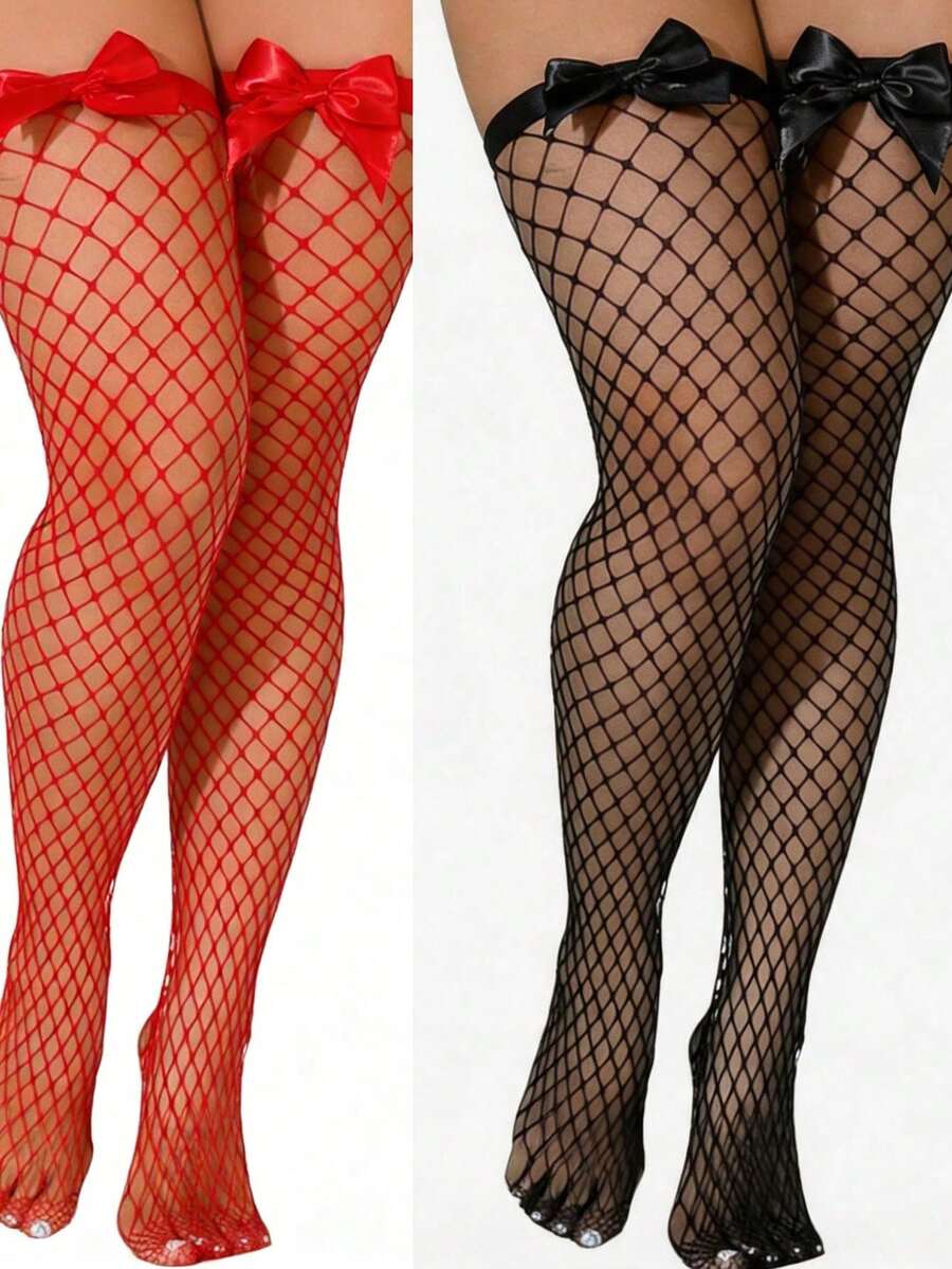 Bow Decor Fishnet Thigh High S - Fishnet Stocking Women ulasan dan harga