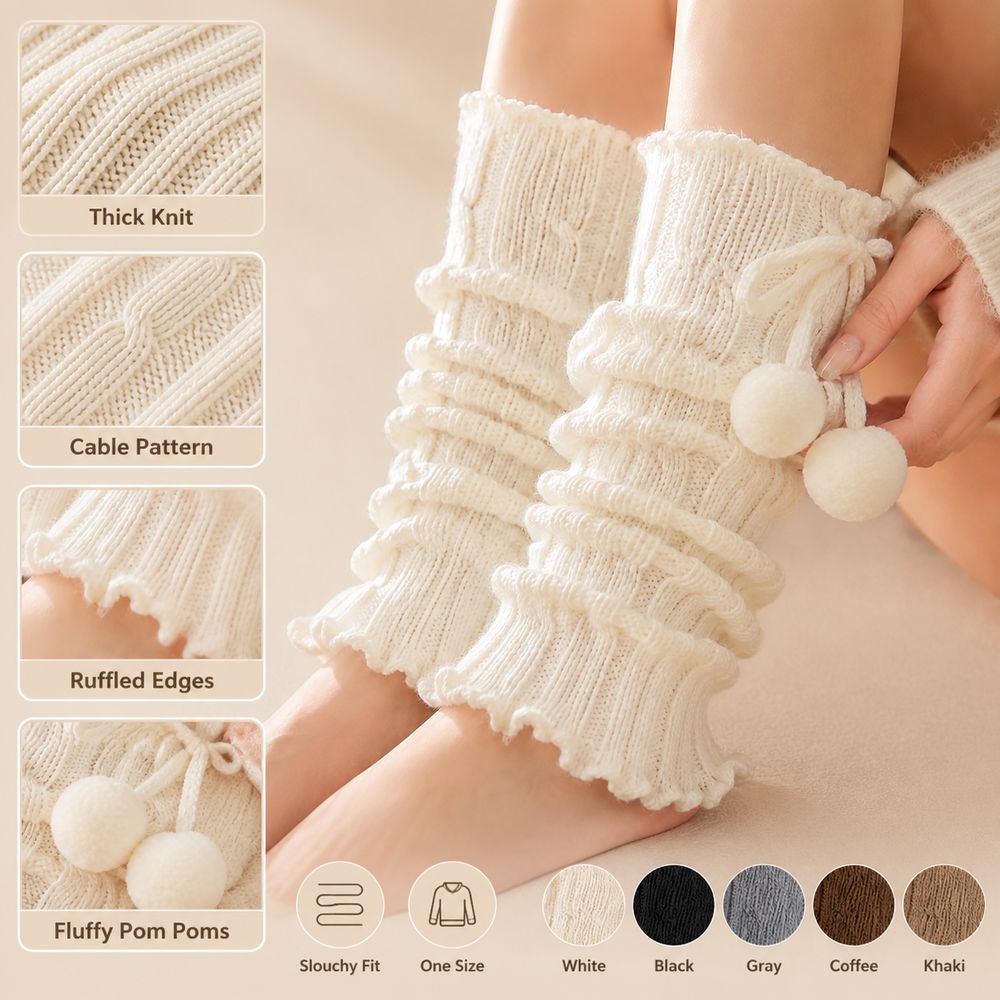 Knitted Knit Leg Warmers Ruffl - Boot Sock Slouchy ulasan dan harga